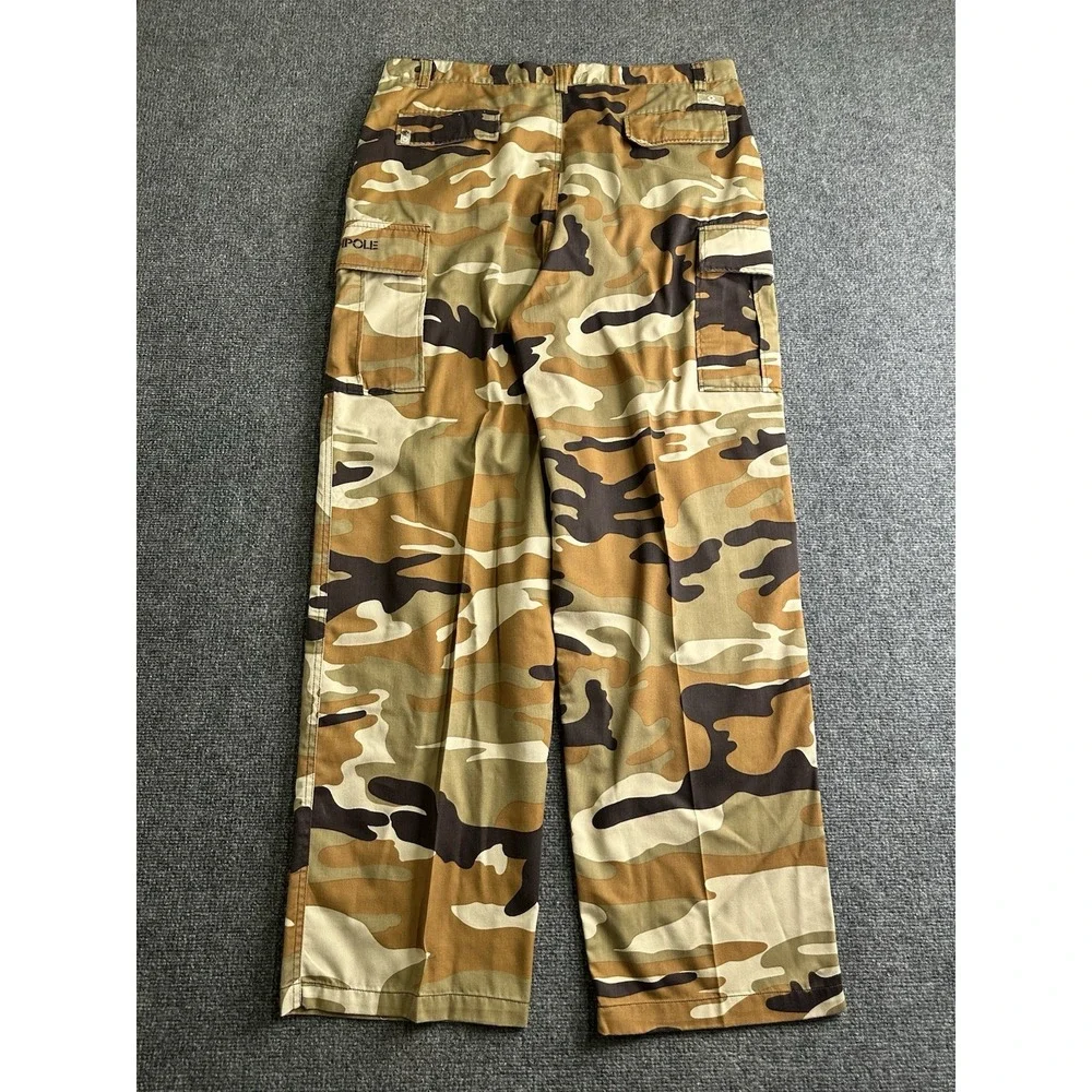 Mens Southpole Camo Cargo Pants Baggy Military Style Brown, Size 40